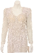 Long Sleeve Embroidered Sequin Evening Gown — in closeup