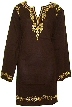 Long Sleeve Beaded Embroidered Top  — in Chocolate color