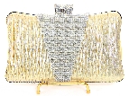 Crocheted Satin Metal Frame Evening Bag in Gold — in alternative picture