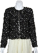 Sequin Beaded Checkered Print Jacket — in Black/Silver