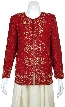 Floral Bordered Beaded Jacket — in Burgundy
