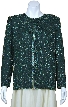 Round Neck Full Sleeves Beaded Jacket — in Hunter Green