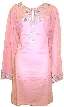 Long Sleeve Beaded Embroidered Top  — in Pink color
