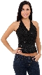 Flowered Wonderland Hand Beaded HalterTop — in Black