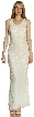 Broad Strapped Cascading Beads Formal Evening Dress — in Ivory alternative view