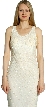 Broad Strapped Cascading Beads Formal Evening Dress — in Ivory closeup