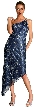 One Shoulder Shimmering Dress with Beaded Flower Patterns