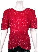 Fully Beaded Blouse with Decorative Hem and Sleeve — in Fuchsia