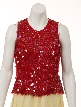 Hanging Sequins Covered Sleeveless Blouse — in Red