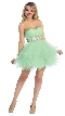 Strapless Beaded Mesh Short Prom Party Dress — in Green