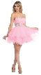 Strapless Beaded Mesh Short Prom Party Dress — in Pink