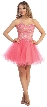 Strapless Floral Lace Bust Tulle Short Party Prom Dress — in Coral/Nude
