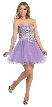 Strapless Floral Lace Bust Tulle Short Party Prom Dress — in Lavender/Nude