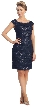 Cap Sleeves Sequined Mesh Short Formal Prom Dress — in Navy