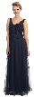 Sleeveless V-Neck Lace Top Long Formal Evening Prom Dress — in Navy