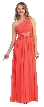 One Shoulder Floral Accent Formal Bridesmaid Dress — in Coral