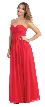 Strapless Ruched Bodice Long Formal Evening Dress — in Ruby
