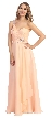 One Shoulder Ruched Sequin Bust Long Formal Prom Dress — in Peach