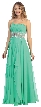 Strapless Floral Beaded Waist Long Formal Prom Dress — in Clover Green