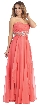 Strapless Floral Beaded Waist Long Formal Prom Dress