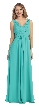 V-Neck Shirred Bust & Waist Long Formal Bridesmaid Dress — in Jade Green