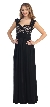 Cap Sleeves Lacey Bust Long Formal Evening Prom Dress — in Black/Nude
