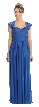 Cap Sleeves Lacey Bust Long Formal Evening Prom Dress