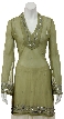 V-neck long Sheer blouse with full sleeves — in Olive