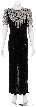 Half Sleeves Round Neck Crystal Leaves Beaded Gown