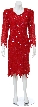 Full Sleeves Knee Length Sequined Formal Dress — in Red