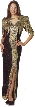 Keyhole Short Sleeve Beaded Gown