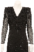Fully Sequined Long Sleeve Cocktail Dress — in closeup