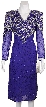 V-neck Paisley Beaded Tea Length Dress
