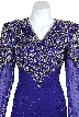 V-neck Paisley Beaded Tea Length Dress — in closeup