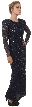Full Sleeves Beaded Full Length Formal Sequined Gown