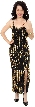 Spaghetti Straps V-Neck Long Sequined Formal Dress — in Black/Gold