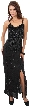 Spaghetti Straps Leafy Sequined Pattern Long Formal Dress 