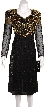 Tea Length Sequin Beaded Cocktail Dress — in Black/Gold