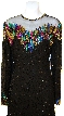 See Thru Bodice and Long Sleeved Beaded Short Dress — in Closeup