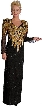 Full Sleeves Sequined Formal Gown with Keyhole Back — in Black/Gold