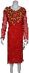 Sequin Beaded Floral Print Tea Length Dress