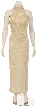 Turtle Neck Beaded Bodice Sequined Formal Dress — in Ivory
