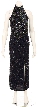 Turtle Neck Beaded Bodice Sequined Formal Dress