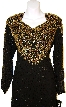 Tea Length Full Sleeves Sequined Formal Dress — in close up