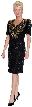 Short Sleeved Handbeaded Short Evening Dress — in Black/Gold