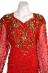 Knee Length Beaded Cocktail Dress with Full Sleeves — in closeup