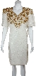 V-neck Floral Beaded Pattern Short Dress