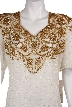 V-neck Floral Beaded Pattern Short Dress — in closeup