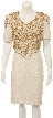 Flower Sequin Pattern Half Sleeves Knee Length BeadedDress