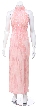 Turtle Neck Long Beaded Formal Dress with Slit 